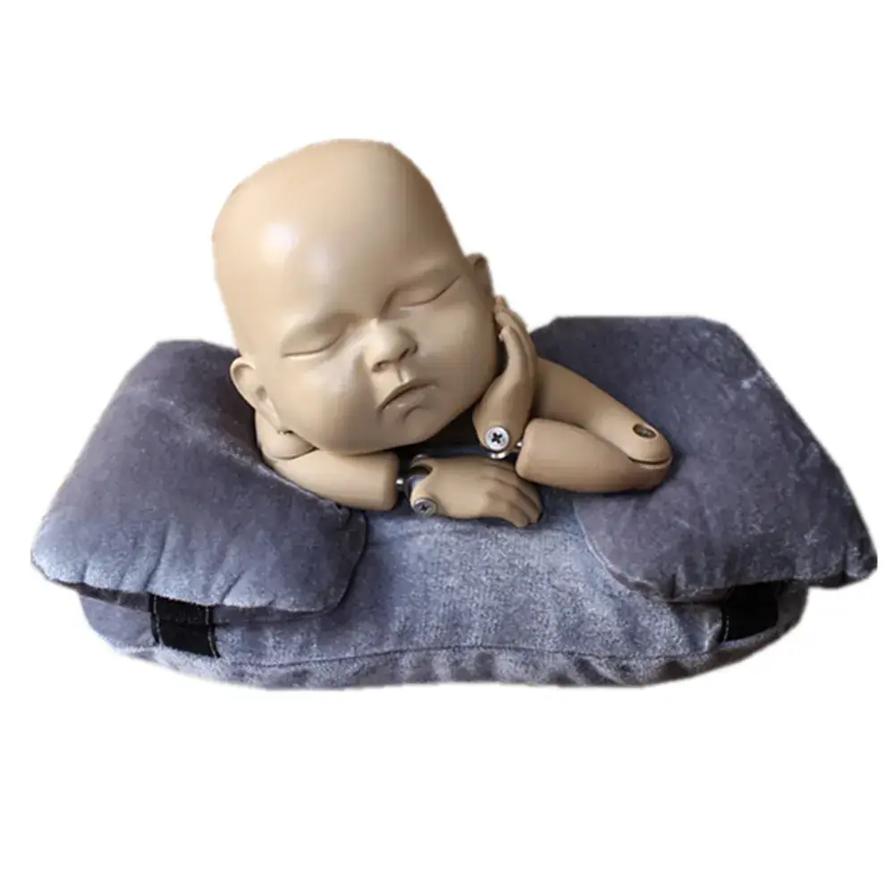 Newborn Photography Pillow Gray Velvet 3-Piece Set - Image 4