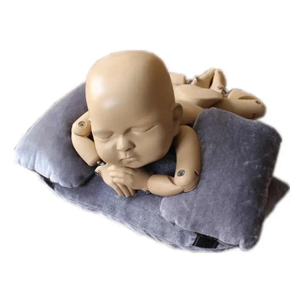 Newborn Photography Pillow Gray Velvet 3-Piece Set - Image 5