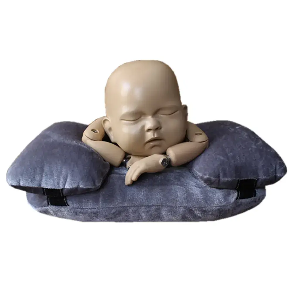 Newborn Photography Pillow Gray Velvet 3-Piece Set - Image 6