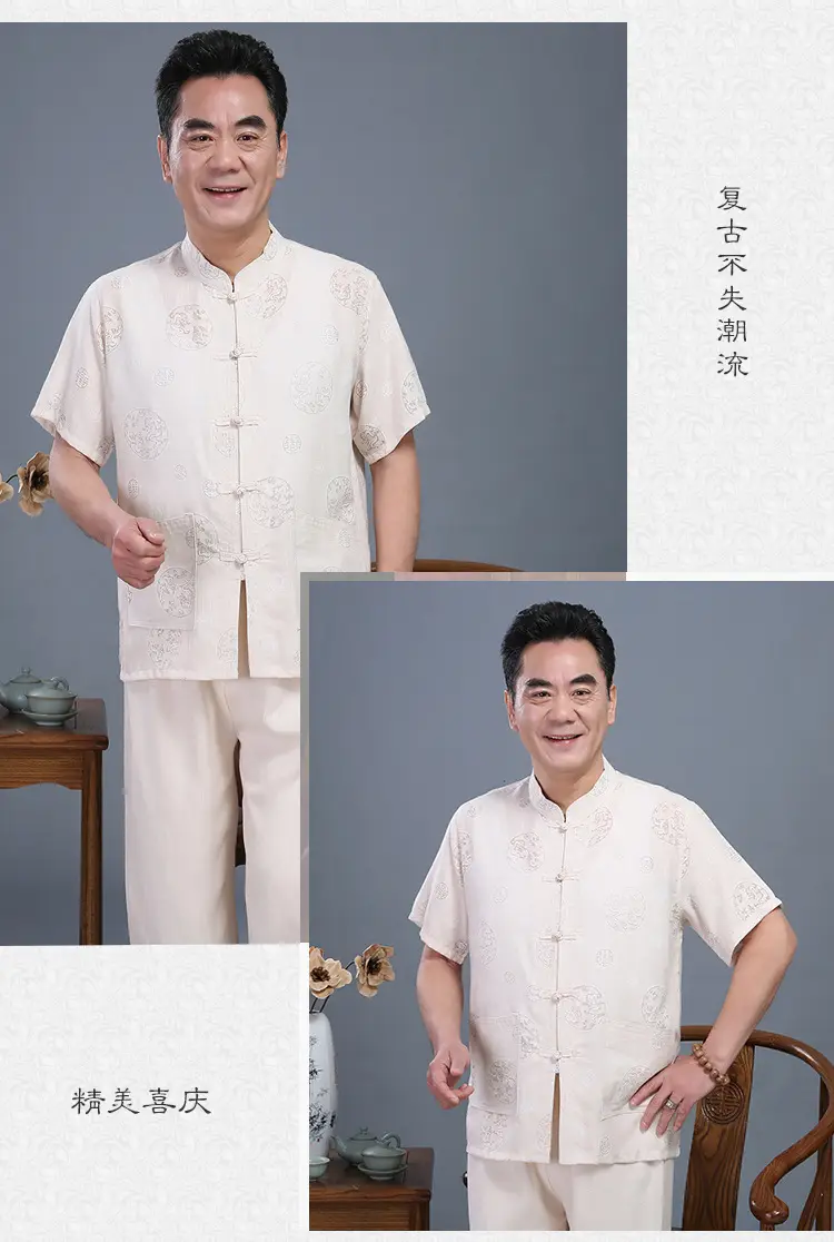 Men Chinese Tang Suit Summer Autumn Elderly Casual Dress — feature 11