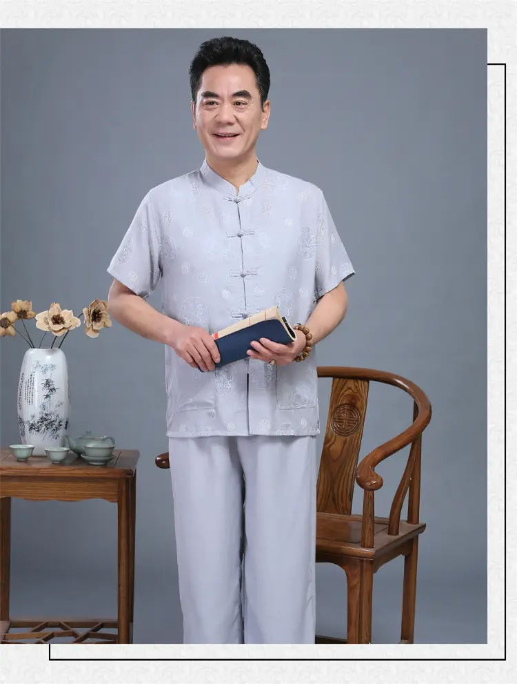 Men Chinese Tang Suit Summer Autumn Elderly Casual Dress — feature 6