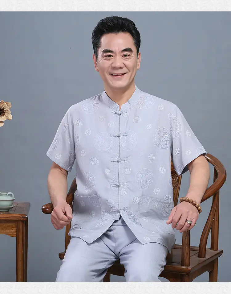 Men Chinese Tang Suit Summer Autumn Elderly Casual Dress — feature 7