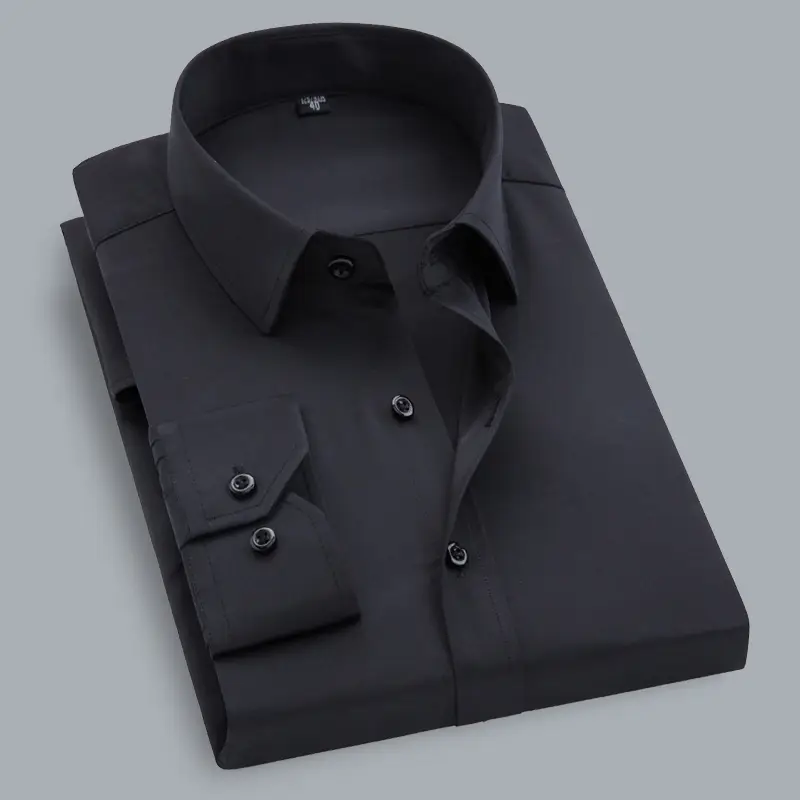 Men's White Plain Long Sleeve Shirt Korean Style - Image 8