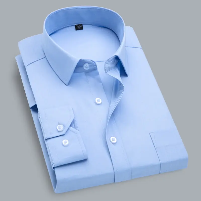 Men's White Plain Long Sleeve Shirt Korean Style - Image 3