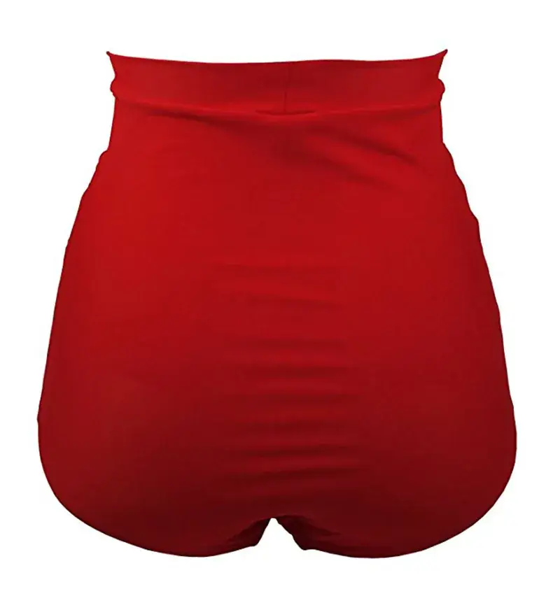 Amazon Explosions Beach Fat Woman High Waist Swimming Trunks Cross-border European and American Pleated Joker Belly Covering Ladies High Waist Swimming Trunks