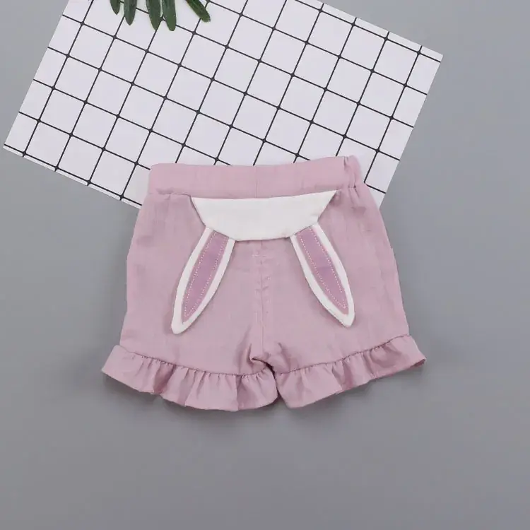 Blue Cotton Rabbit Ears Shorts for Girls Summer 2024 - Image 3