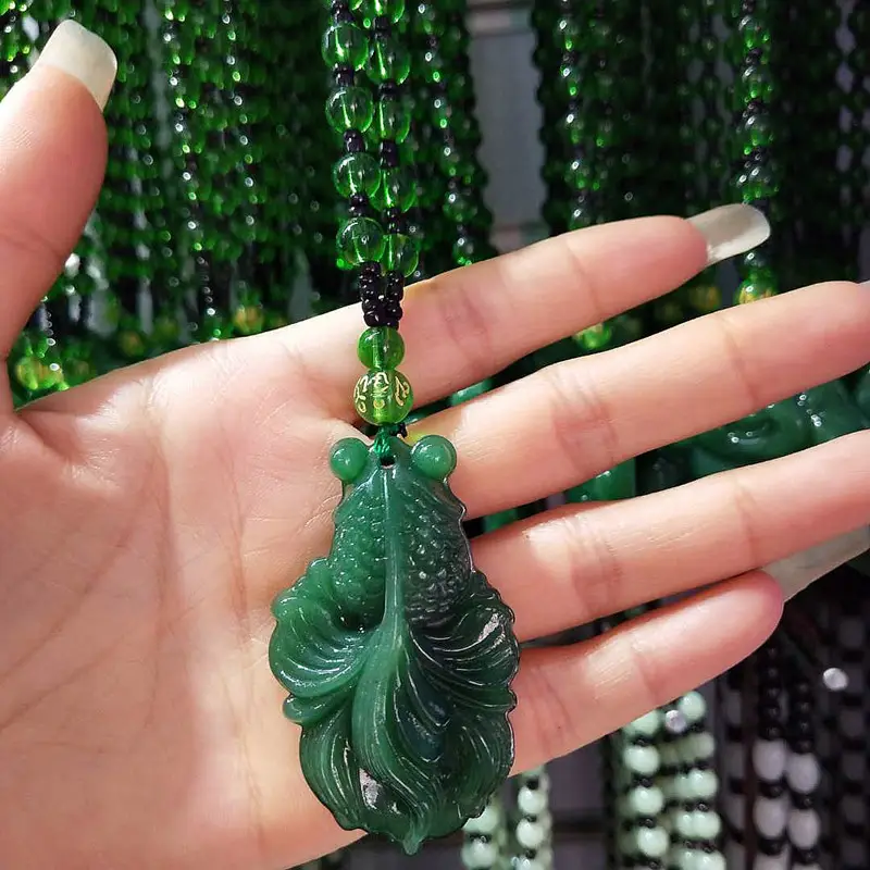 Green Imitation Guanyin Dragon Necklace for Women - Image 35