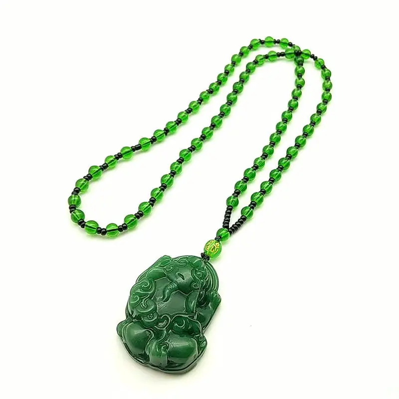 Green Imitation Guanyin Dragon Necklace for Women - Image 36