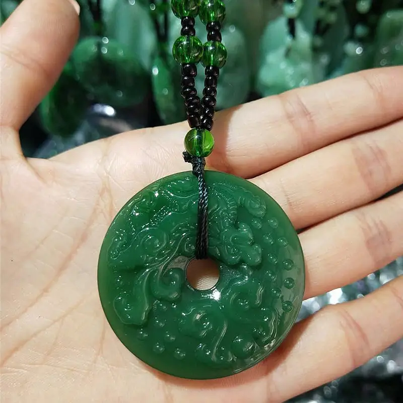 Green Imitation Guanyin Dragon Necklace for Women - Image 14