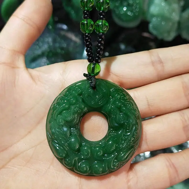 Green Imitation Guanyin Dragon Necklace for Women - Image 15