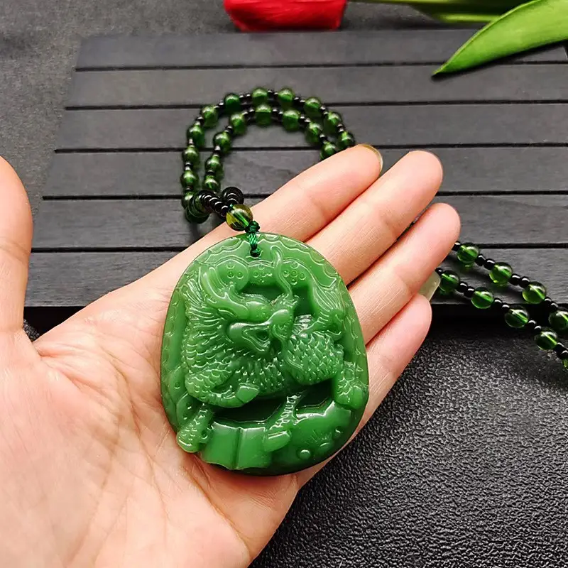 Green Imitation Guanyin Dragon Necklace for Women - Image 25