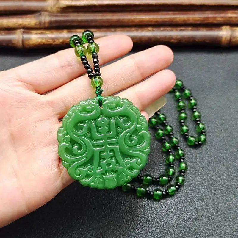 Green Imitation Guanyin Dragon Necklace for Women - Image 27