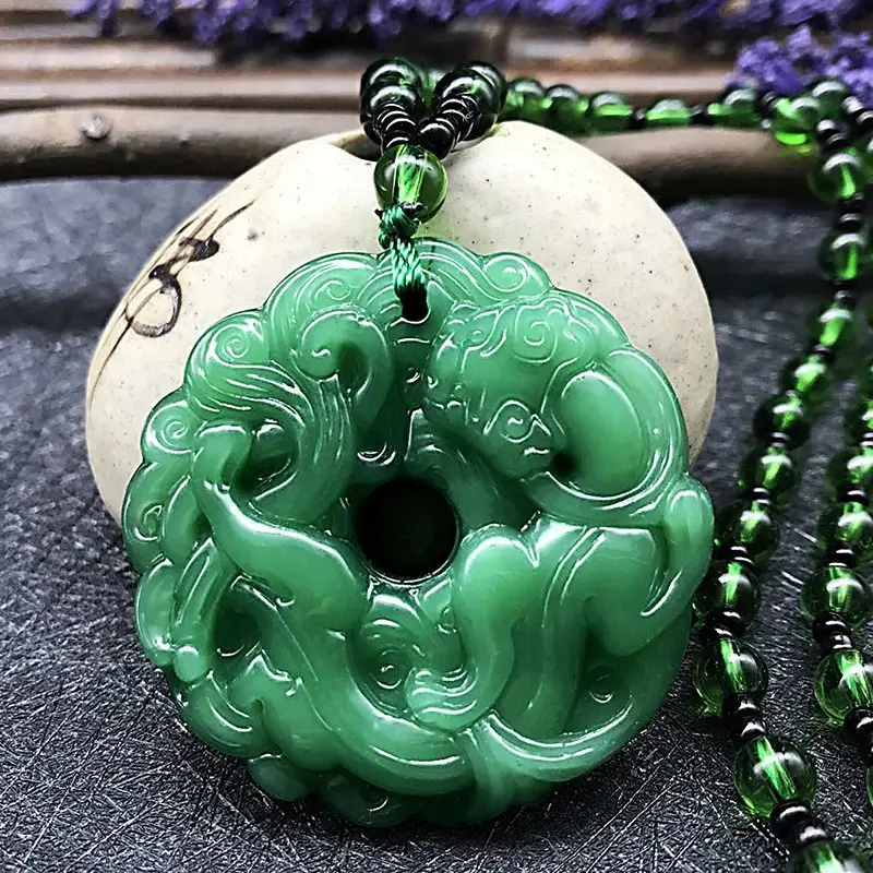 Green Imitation Guanyin Dragon Necklace for Women - Image 31