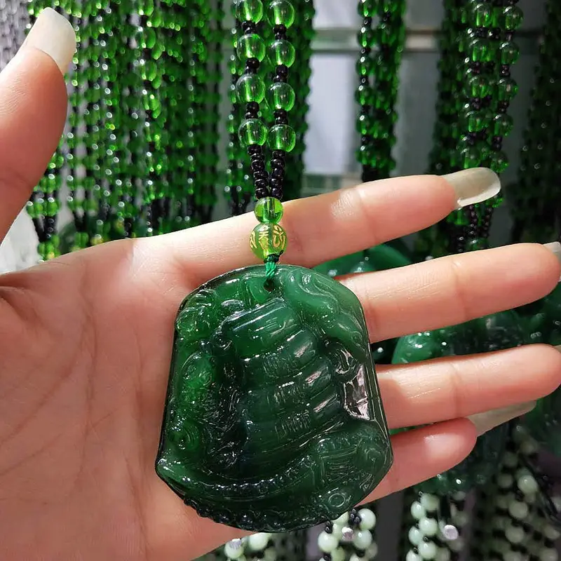 Green Imitation Guanyin Dragon Necklace for Women - Image 7