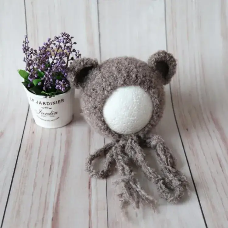 Green Bear Head Hat for Newborns Pure Wool - Image 7