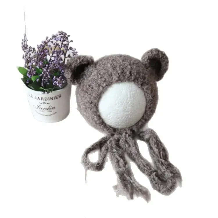 Green Bear Head Hat for Newborns Pure Wool - Image 8
