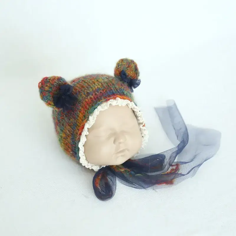 Green Bear Head Hat for Newborns Pure Wool - Image 5