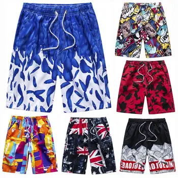 Men's Blue Leaf Print Shorts Large — feature 6