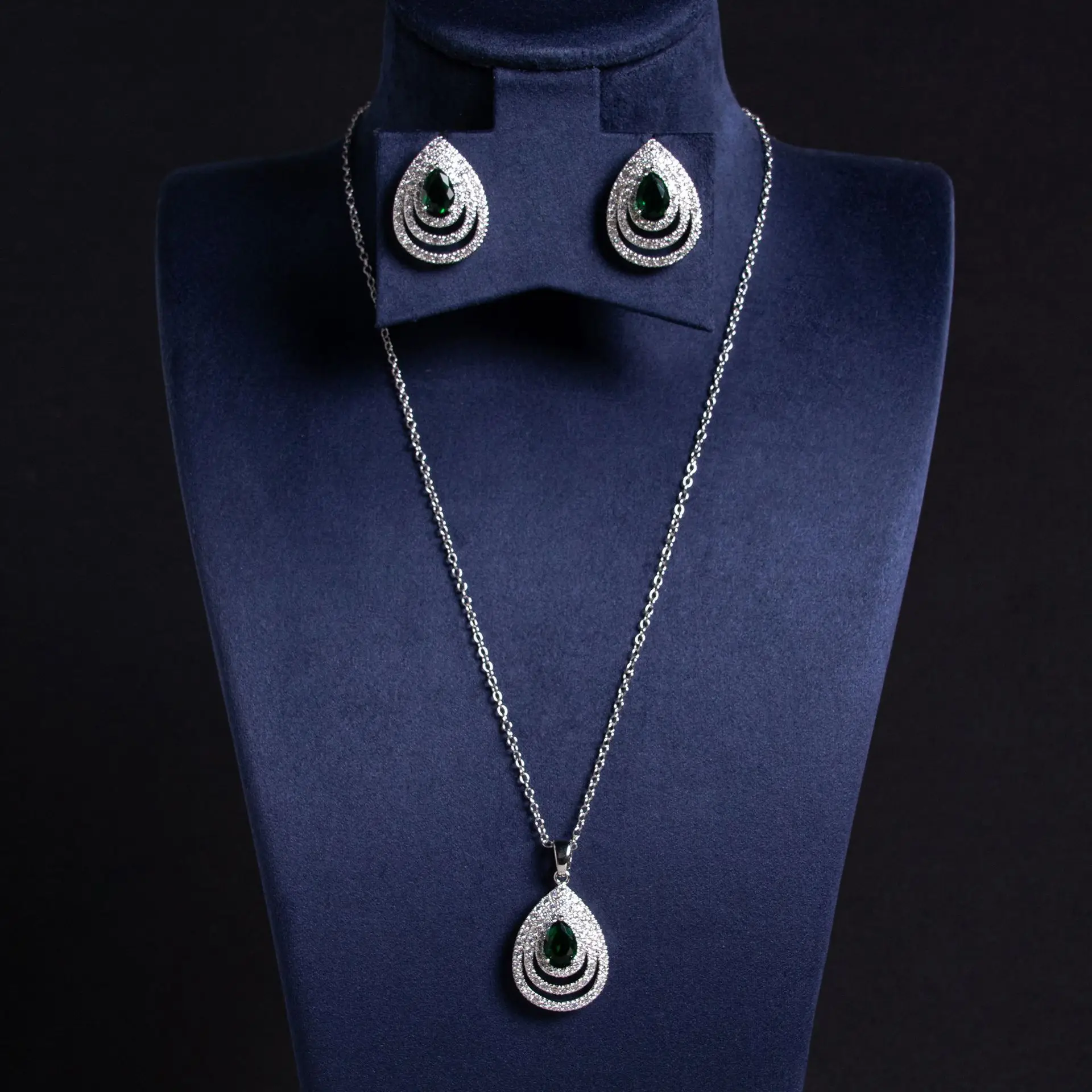2025 Diamond Water Drop Earrings Necklace Set for Women - Image 4