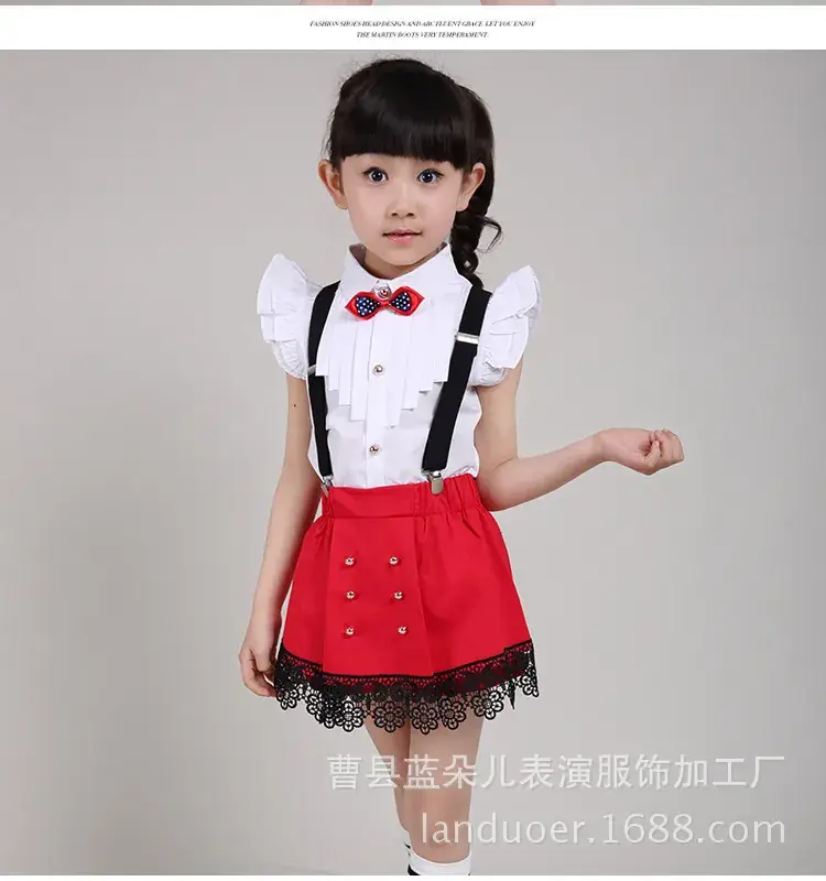 Children's Red Suit Chorus Performance Uniform British College Boys Girls Primary Secondary School Recitation Uniform - Image 3