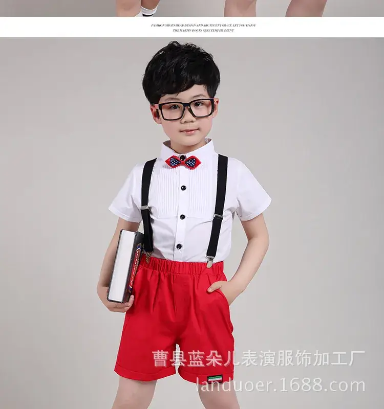 Children's Red Suit Chorus Performance Uniform British College Boys Girls Primary Secondary School Recitation Uniform - Image 4