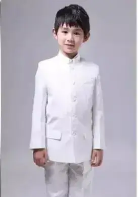 White Zhongshan Suit for Boys May Fourth Youth Clothing