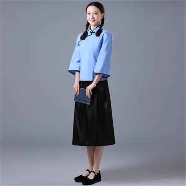 White Zhongshan Suit for Boys May Fourth Youth Clothing