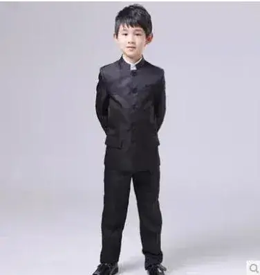 White Zhongshan Suit for Boys May Fourth Youth Clothing