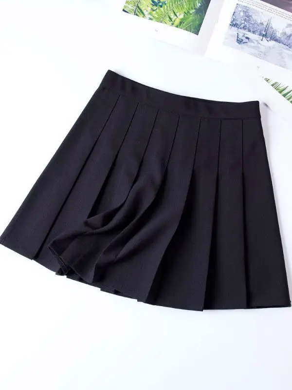 White Pleated Skirt for Girls Women Loose Waist College Style - Image 17