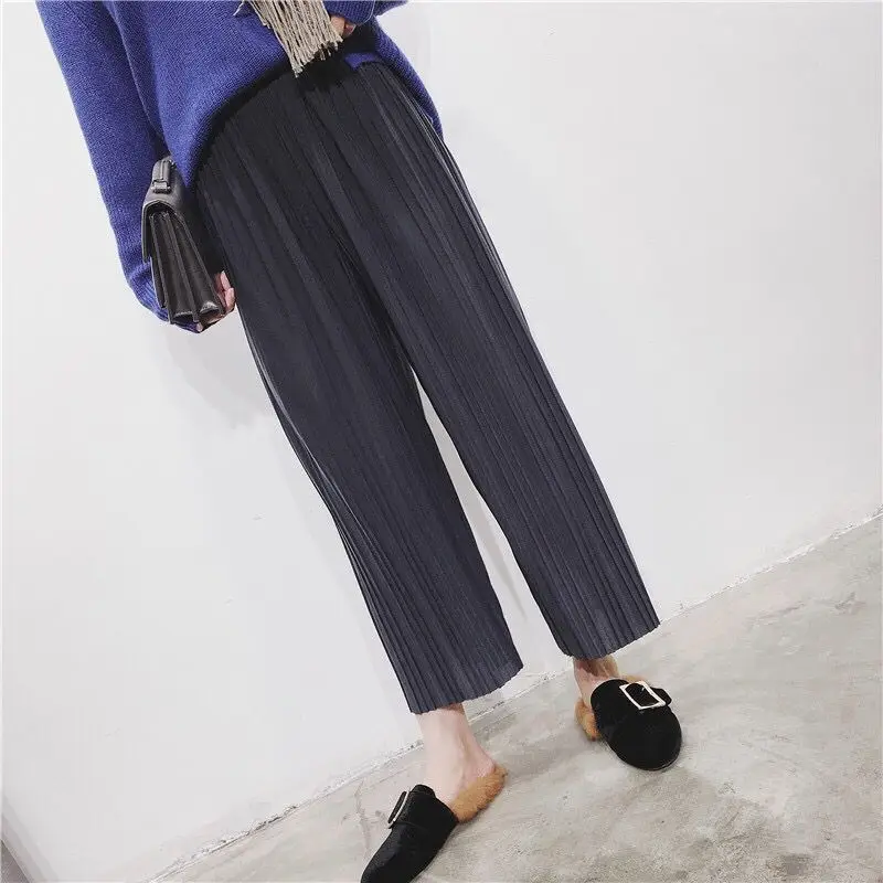 Women Blue Chiffon Ruffled High Waist Pants Set - Image 8