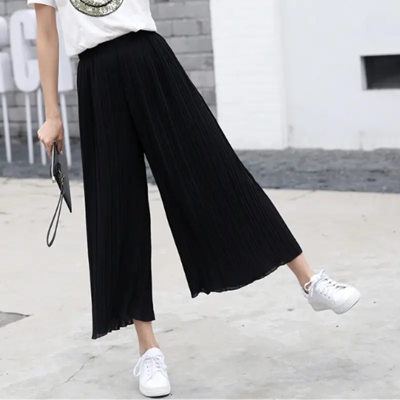 Women Blue Chiffon Ruffled High Waist Pants Set - Image 3