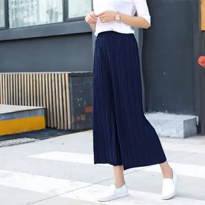 Women Blue Chiffon Ruffled High Waist Pants Set - Image 6