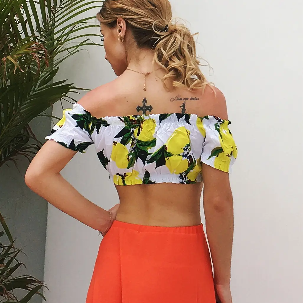 Off-shoulder floral crop top for women - Image 5
