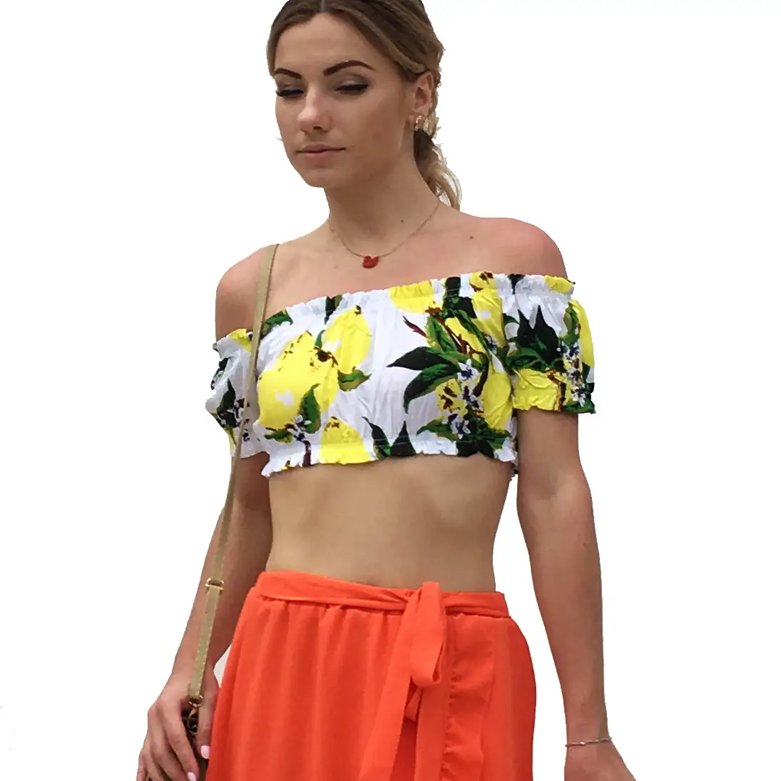 Off-shoulder floral crop top for women - Image 6