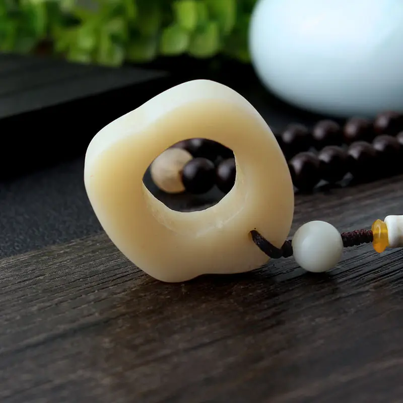 Retro Ethnic Long Necklace Women Natural Camel Bone Ox Bone Pendant