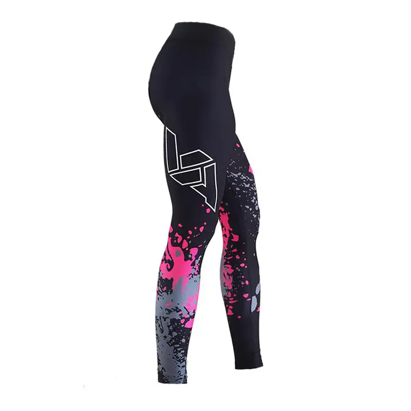 2022 European American High Waist Geometric Print Leggings Black — feature 10