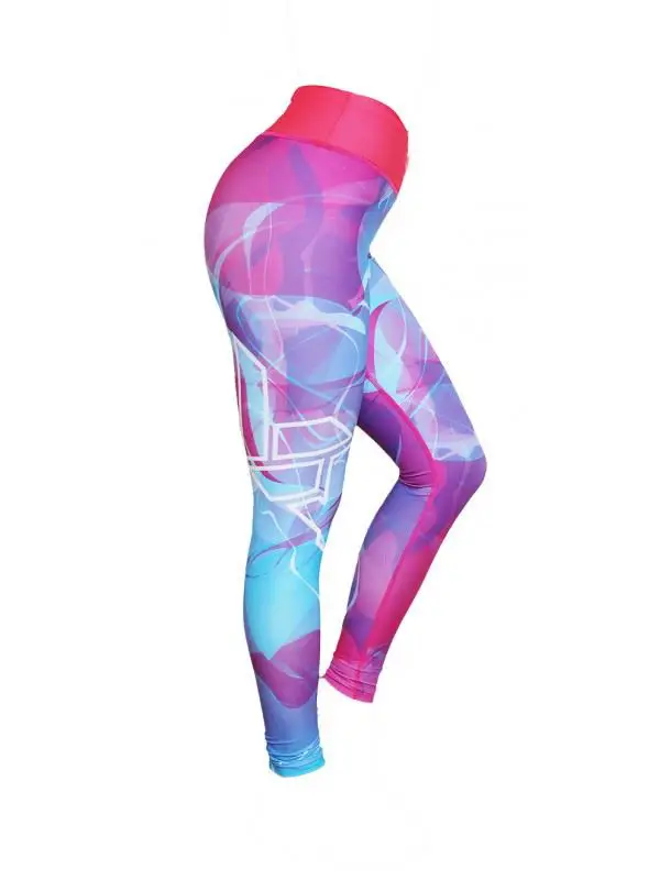 2022 European American High Waist Geometric Print Leggings Black - Image 2