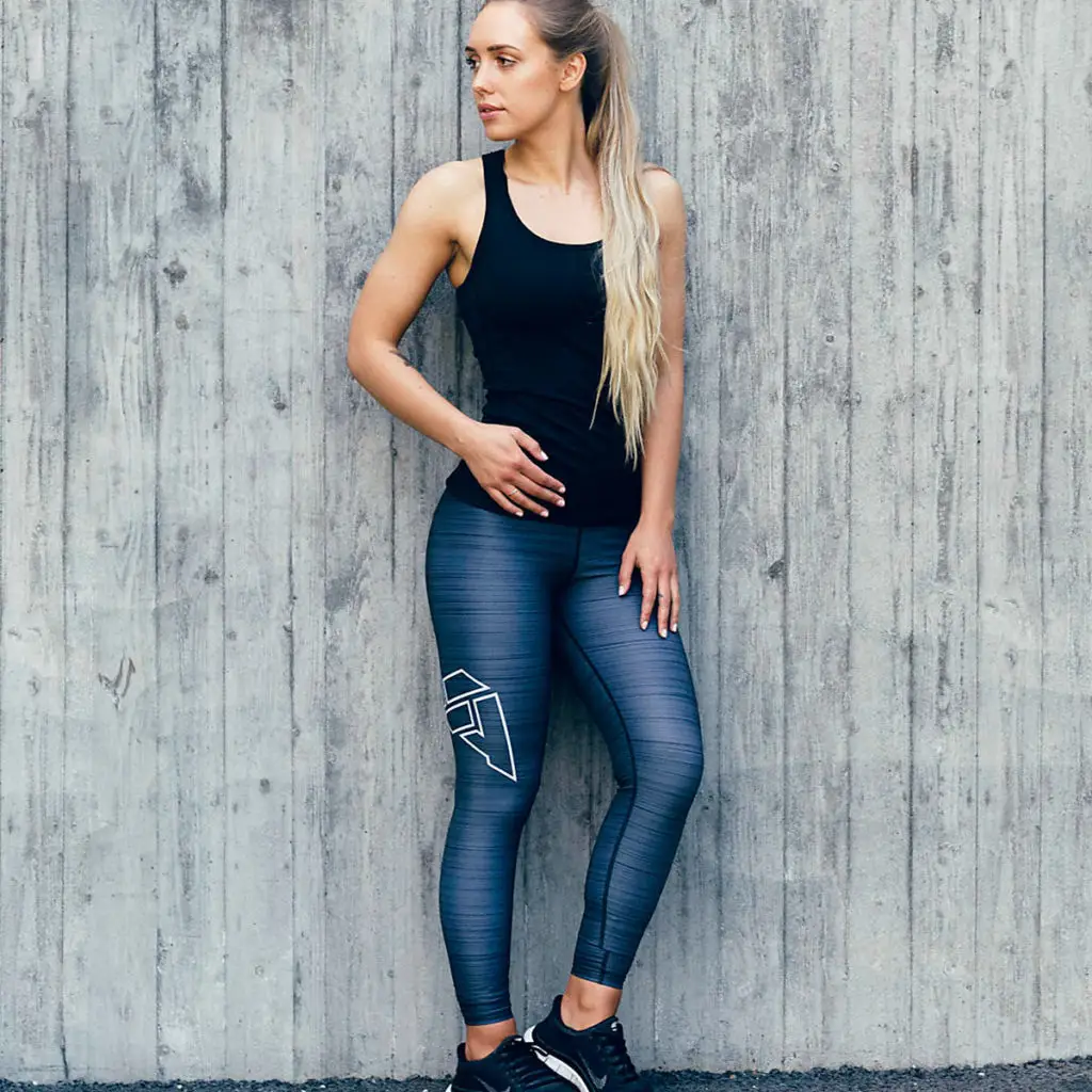 2022 European American High Waist Geometric Print Leggings Black - Image 3