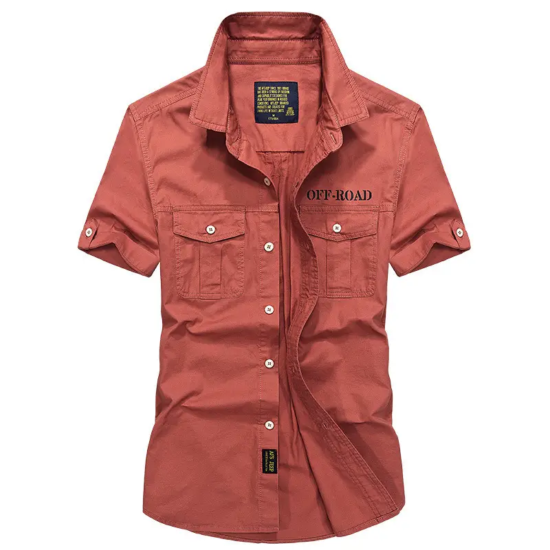 Men Cotton Short Sleeve Shirt Olive Green 1751 - Image 4