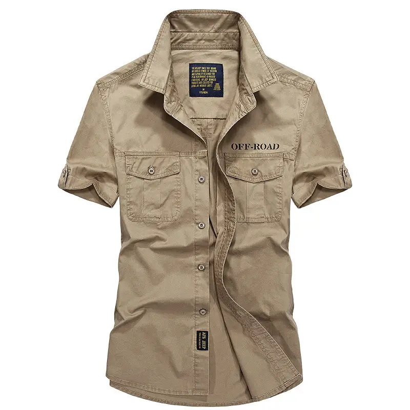Men Cotton Short Sleeve Shirt Olive Green 1751 - Image 2