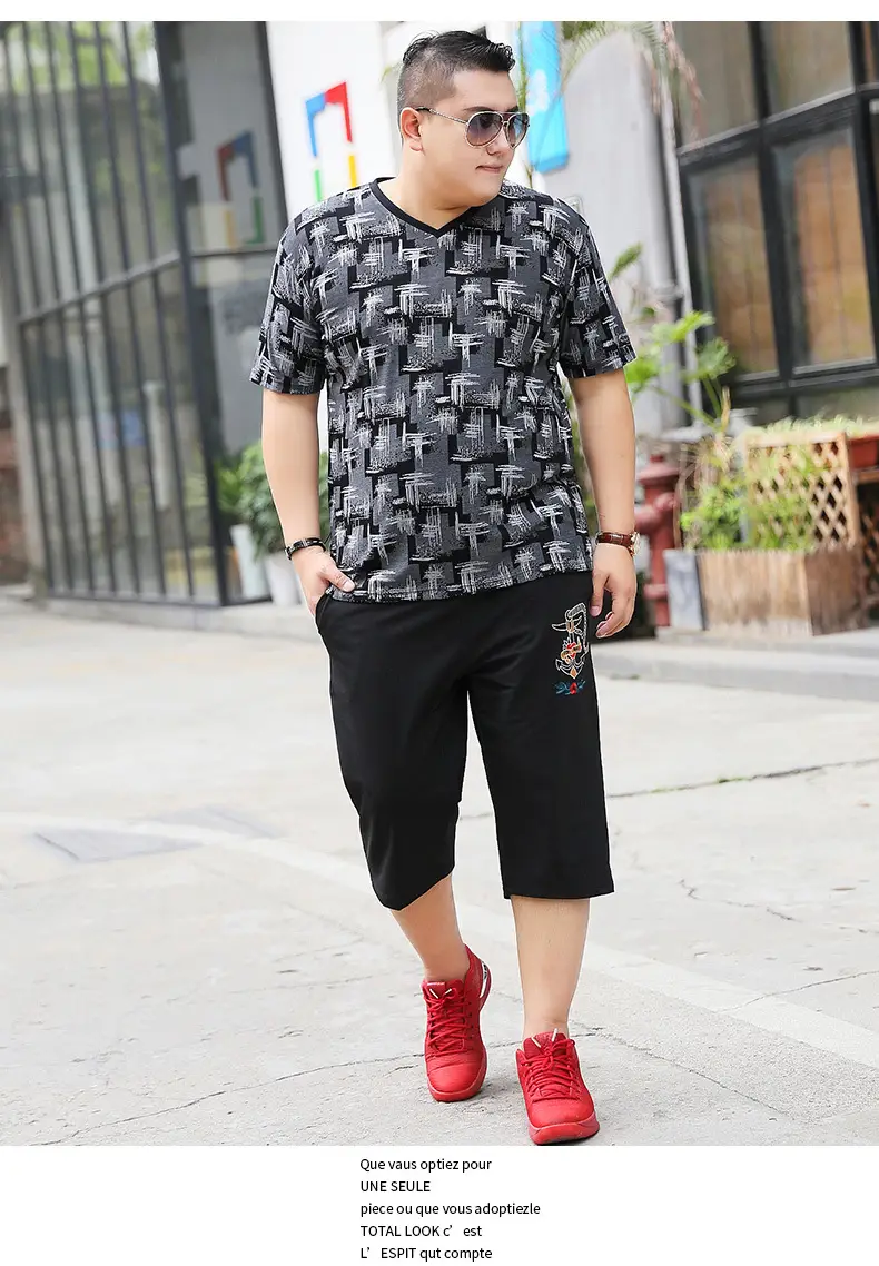 Bi Meng Chao Men Shorts Fat Plus Size Black — feature 7