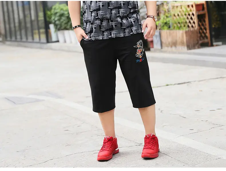 Bi Meng Chao Men Shorts Fat Plus Size Black — feature 8