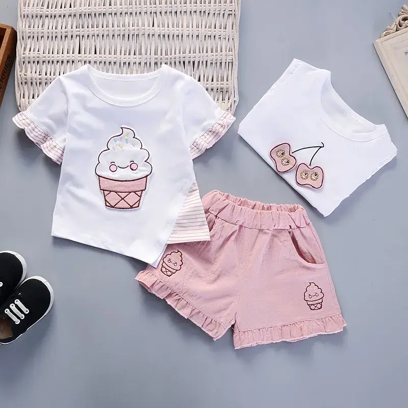 Baby Cupcake T-Shirt & Shorts Set White Pink - Image 3