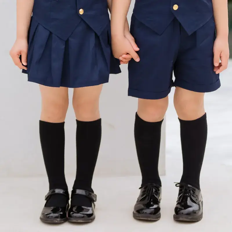 Men Women Cotton Knee Socks Navy Blue All Sizes - Image 4