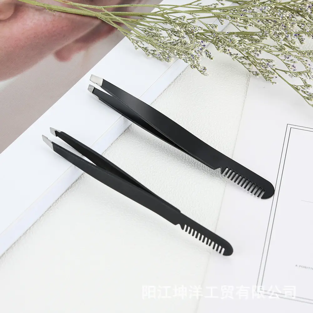 Black Two-In-One Eyebrow Clip Comb Pliers - Image 5