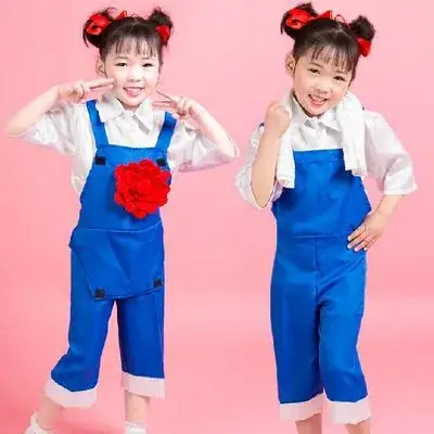 Xiao He's Blue Strap Pants Dance Costume for Girls - Image 2