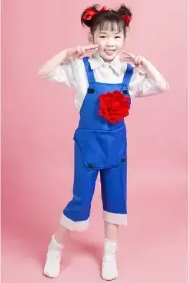 Xiao He's Blue Strap Pants Dance Costume for Girls - Image 3