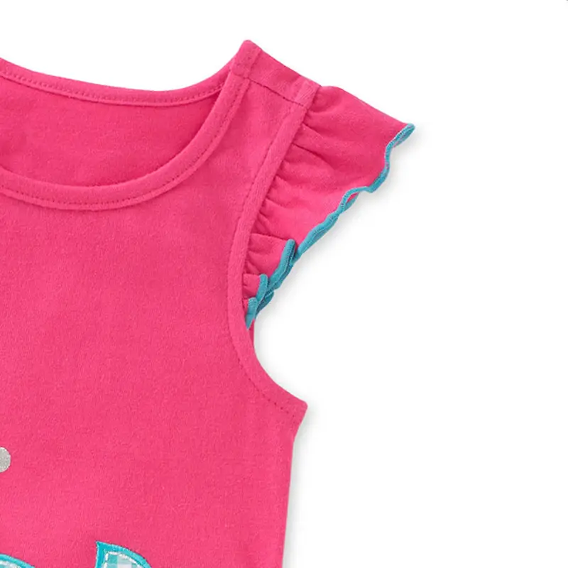 Girls Pink Knitted Cotton Sleeveless Suit