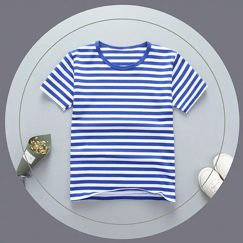 Children's Green Striped Cotton Crewneck T-Shirt - Image 4