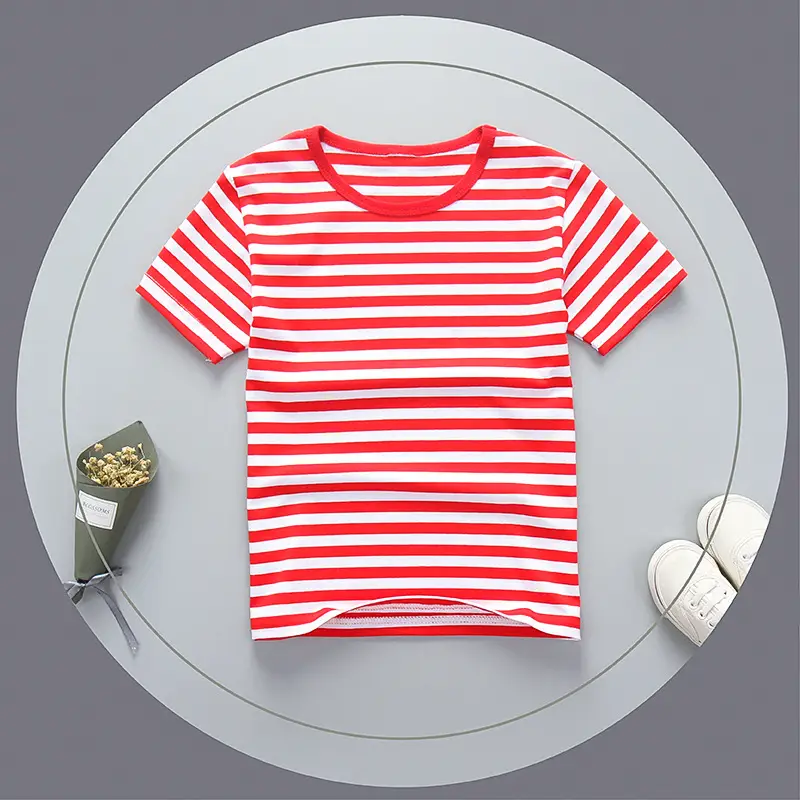 Children's Green Striped Cotton Crewneck T-Shirt - Image 5